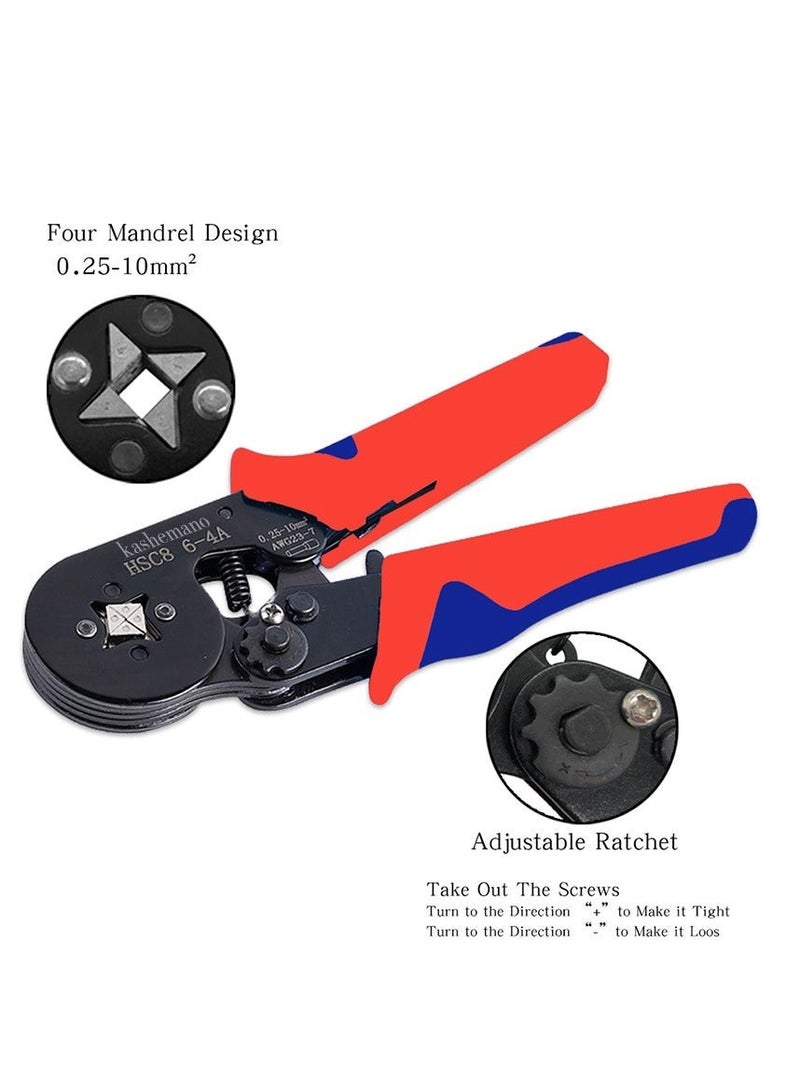 كاشيمانو مجموعة كماشة تجعيد الأسلاك HSC8 6-4A، مقاسات الأسلاك من 23 إلى 7 AWG، بمساحة مقطع 0.25-10 مم²، مع 1200 قطعة من أطراف التوصيل. - Image 3